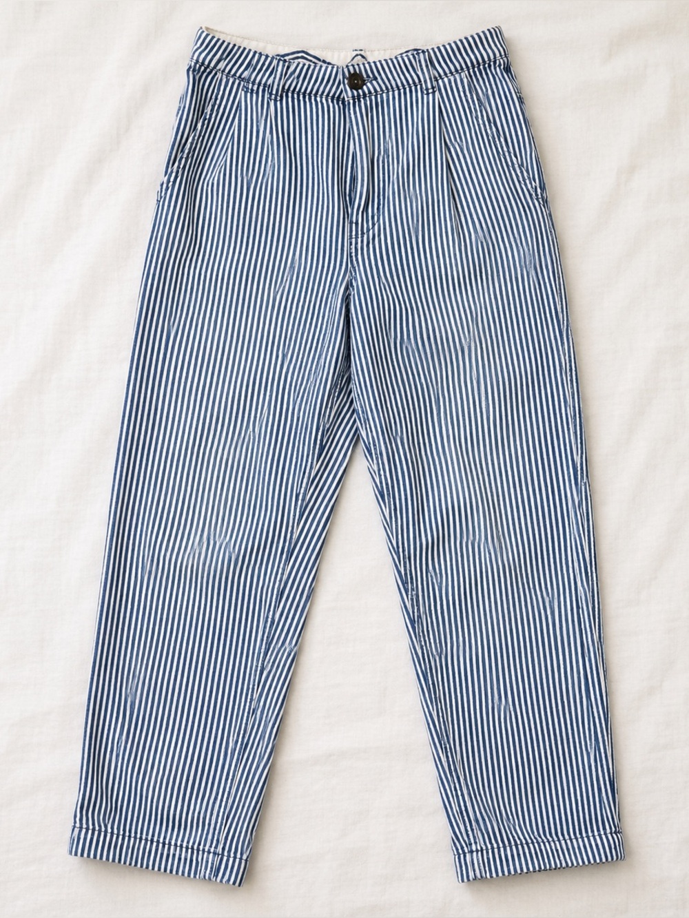 We The Free Twenty Eight Blue White Striped High Waisted Carpenter Pants Size 28